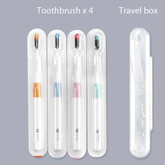 Xiaomi DoctorB Toothbrush Bass Method Sandwish-bedded Better Brush Wire 4Colors Deep Cleaning Toothbrush 4toothbrush and 1box white
