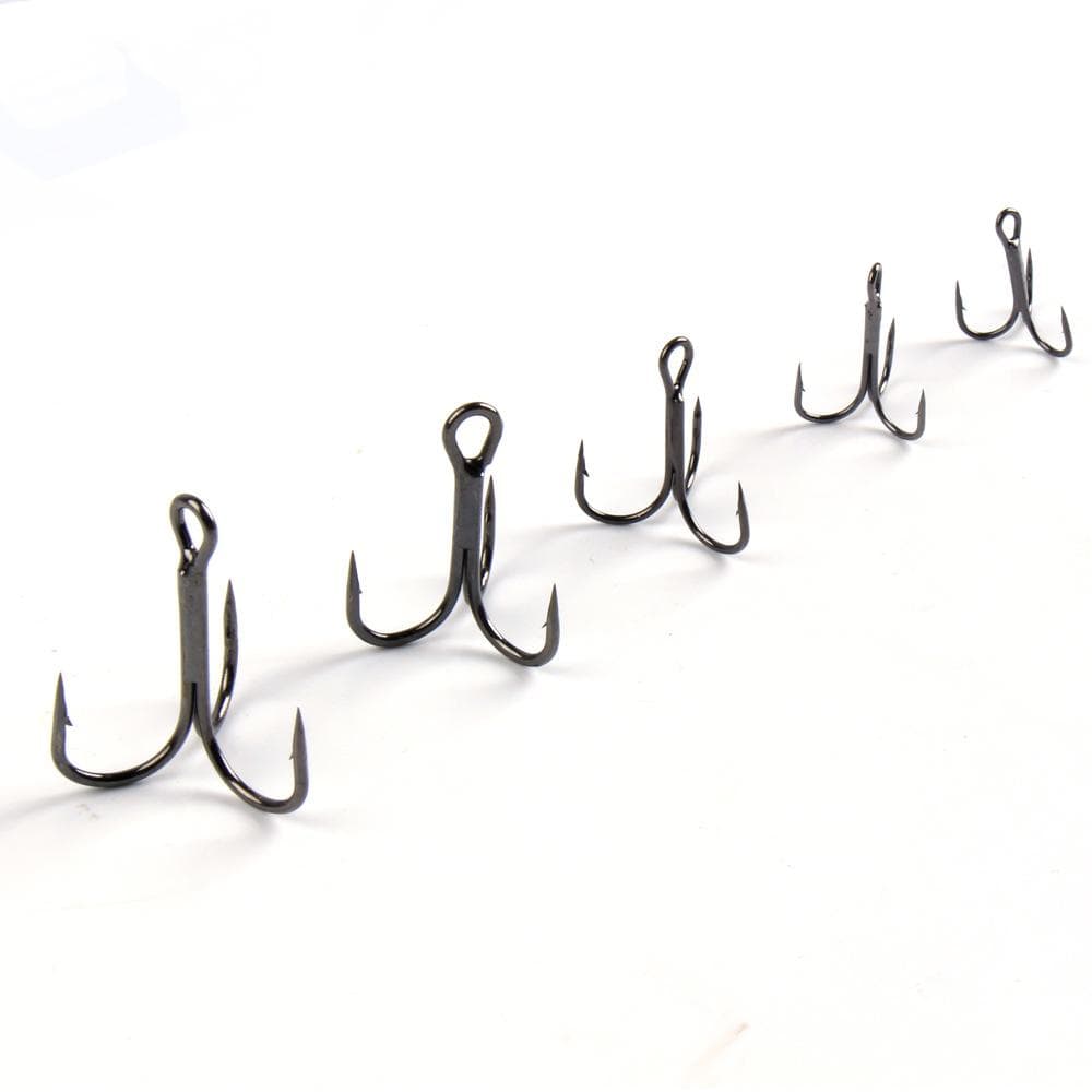 50PCS Treble Hooks Treble Fishing Hooks Carbon Steel Treble Fishing Hooks Set Round Bend Hooks silver