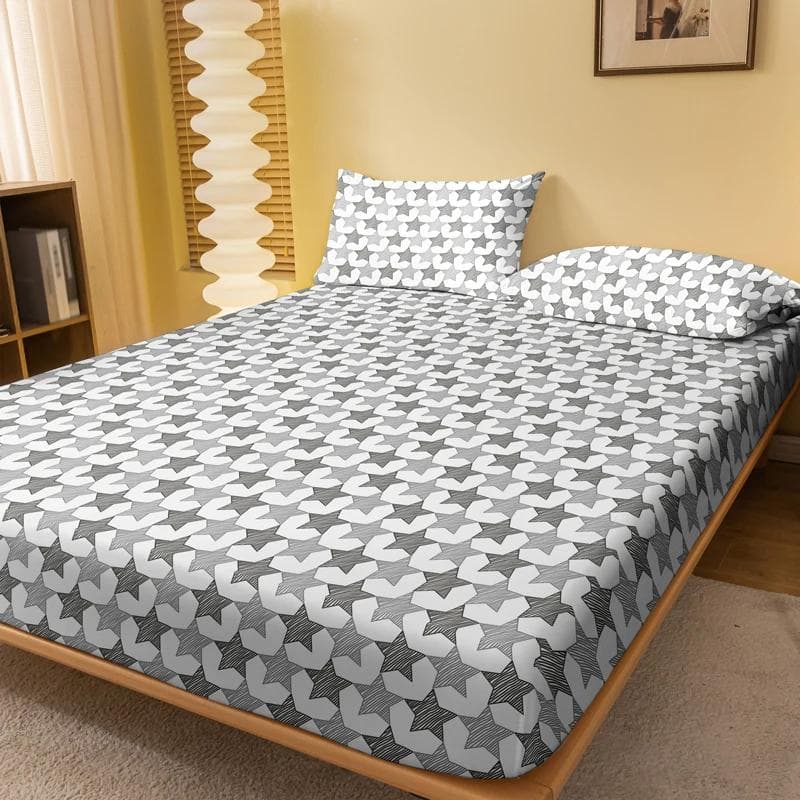 1 Simple Modern Geometry Printed Matte Fitted Sheet, Bedroom Printed Bed Cover, Bedding (Excluding Pillowcases) 71x132cm