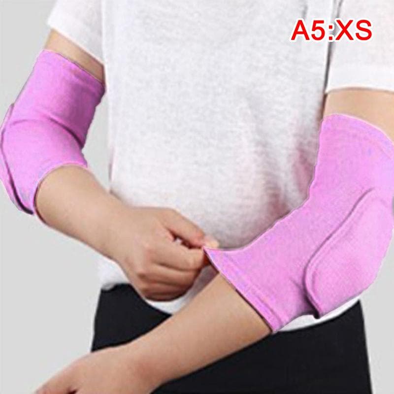 2Pcs Elastic Elbow Pads Thickened Sponge Elbow Knee Protectors Guard Basketball XS pink