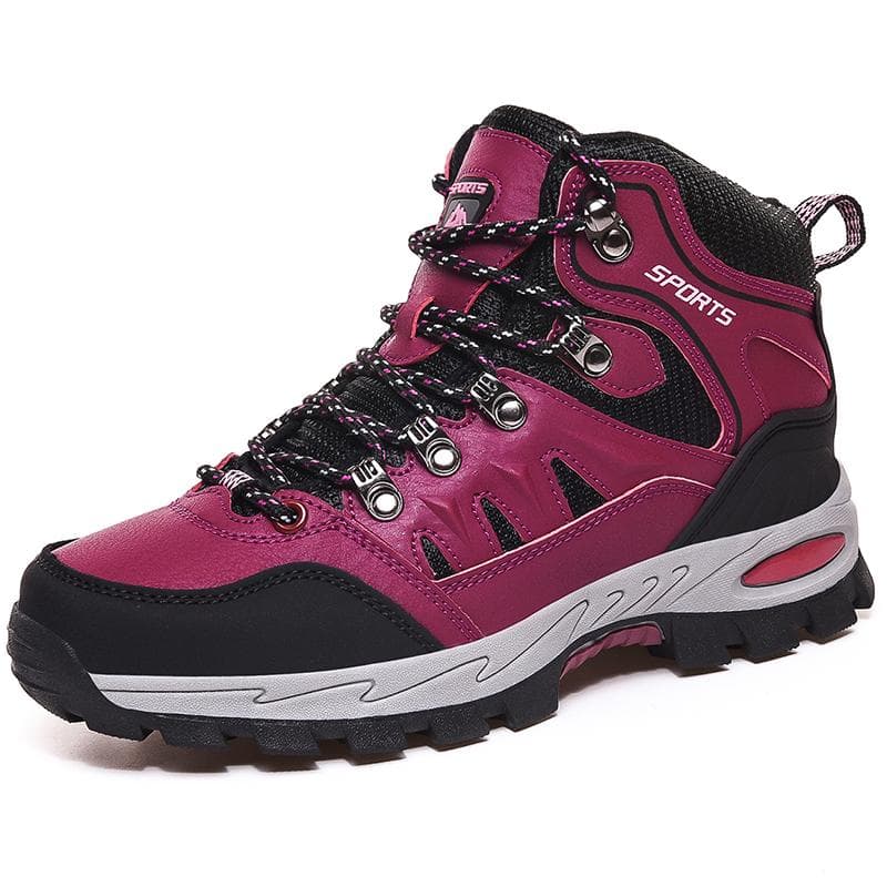 Spring and Autumn Mens High-top Outdoor Hiking Shoes Large Size Fashion Couple Shoes 42 rose red