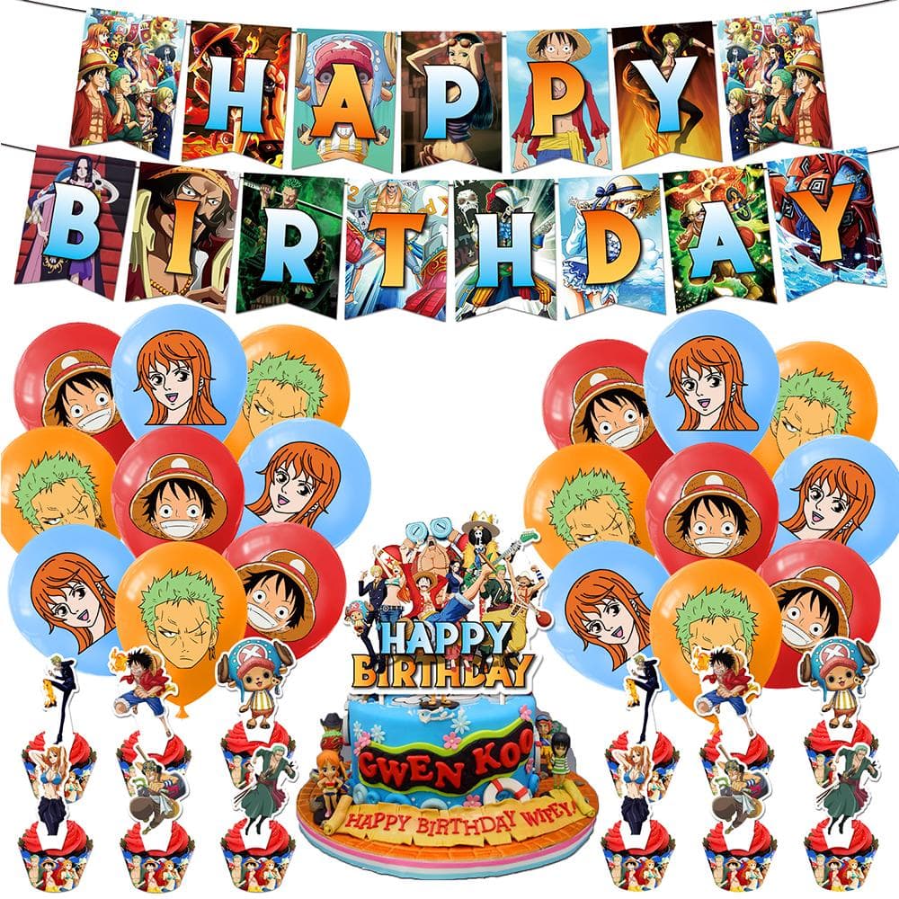 33 pcs One Piece Birthday Decoration Anime Theme Party Decorations for Teenagers
