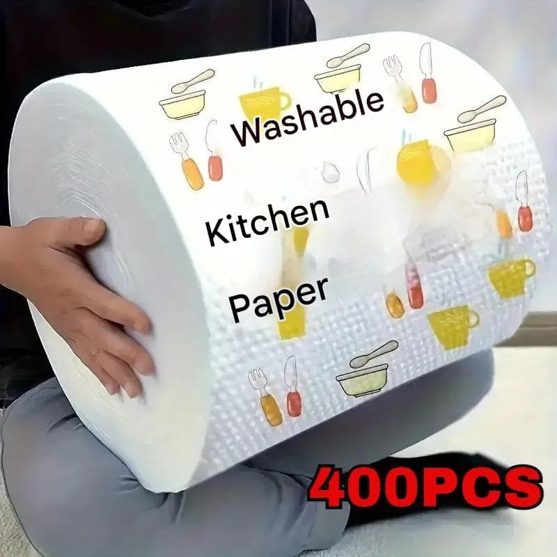 Disposable Kitchen Wet and Dry Wipes 20X20 Cm, 400 Pcs. Reusable 20x20-400PCS white