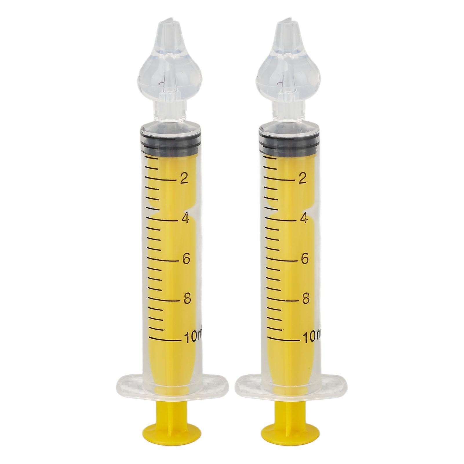 2pcs Syringe Baby Nasal Irrigator 10ml Silicone Reusable Washable Infant Nasal Rinsing Device yellow