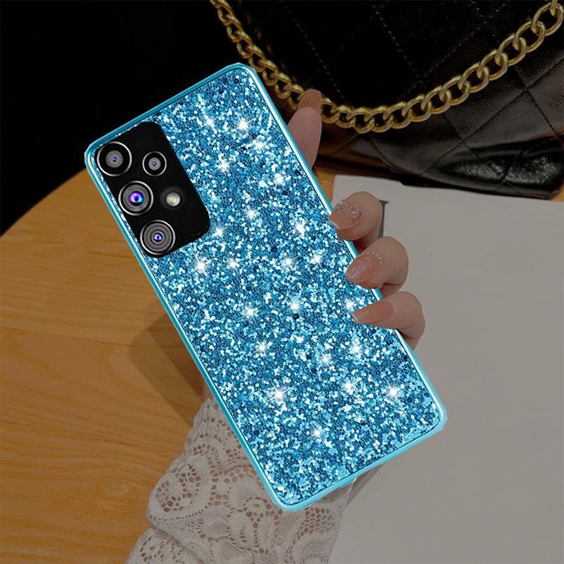 Luxury Bling Glitter Phone Case For Samsung Galaxy S23 S22 S21 FE Ultra Plus A14 A23 A33 A53 A73 A22 A32 A53 A72 A12 A51 M23 M32 4G 5G Soft TPU Cover Samsung Galaxy S21 Ultra blue