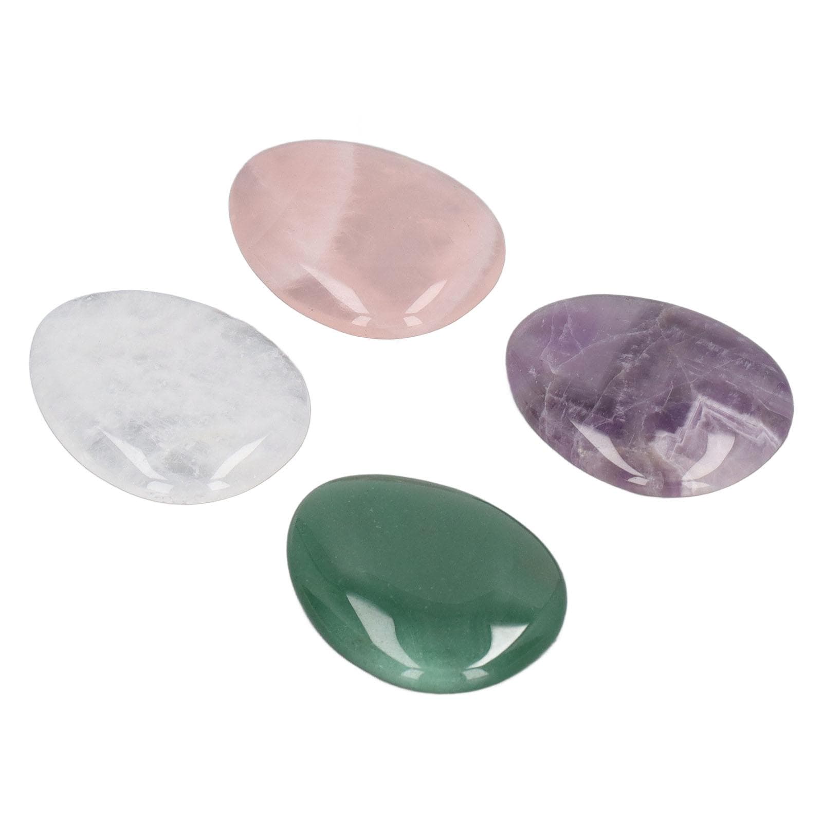 4Pcs Worry Stones Pink Purple Green White Natural Material Anxiety Relief Thumb Stones for Pressure