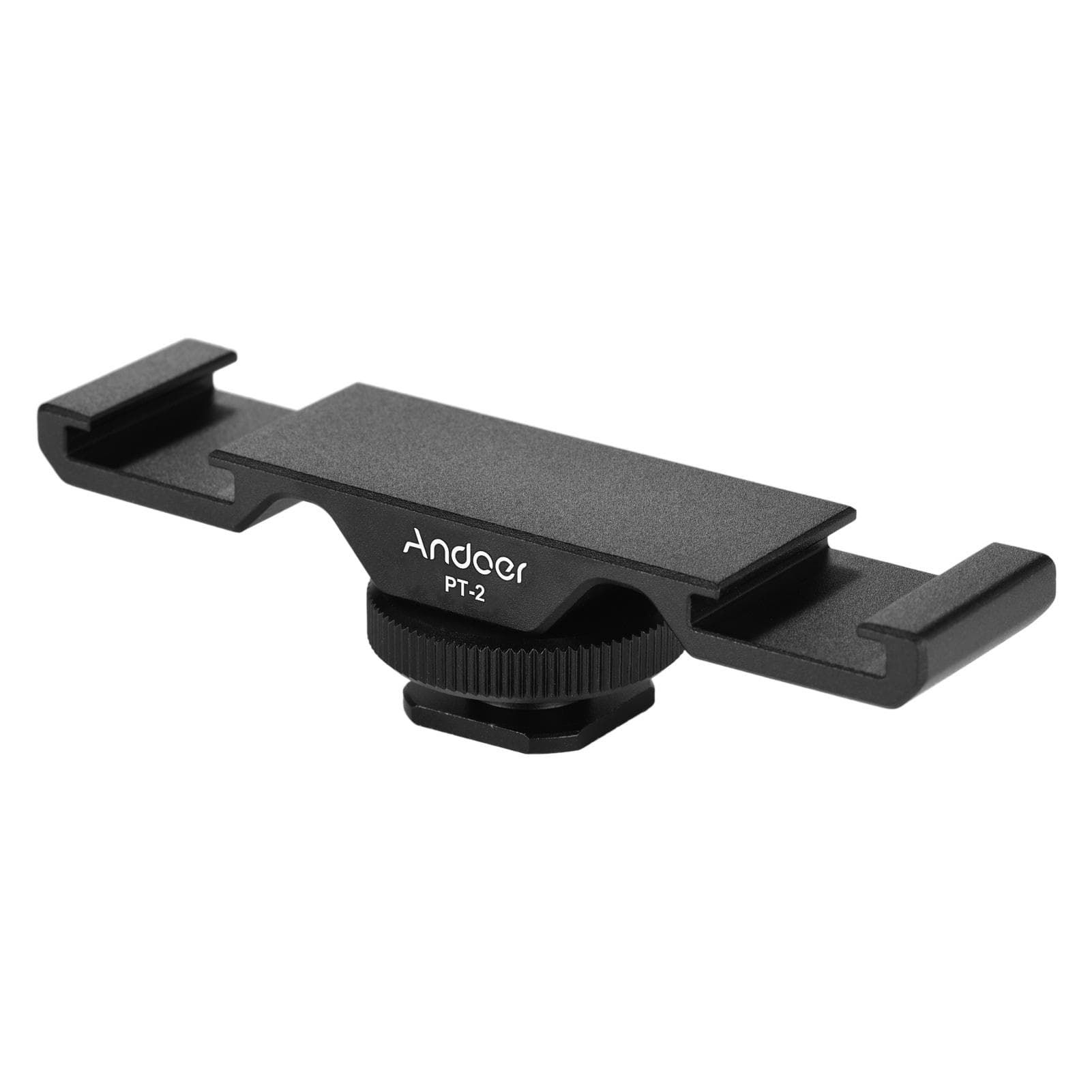 Andoer PT-2 Double Cold Shoe Mount Extension Bar Dual Bracket for DV DSLR Camera Smartphone Mic LED black