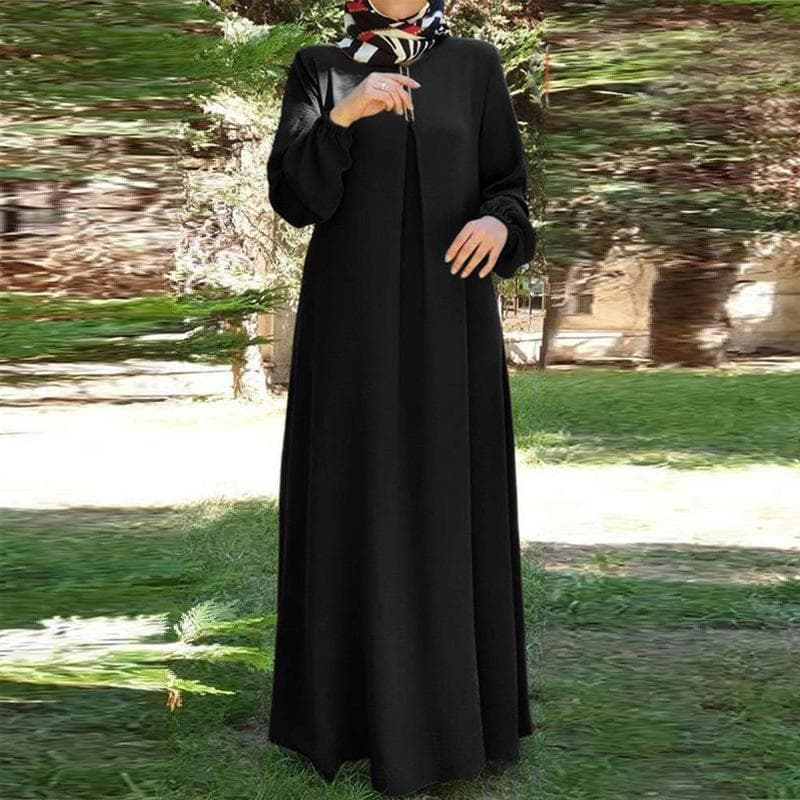 Muslim Women Long Sleeve Abaya Dress Stand Collar Musulman Dubai Kaftan Turkish Cloth Maxi Dresses XL