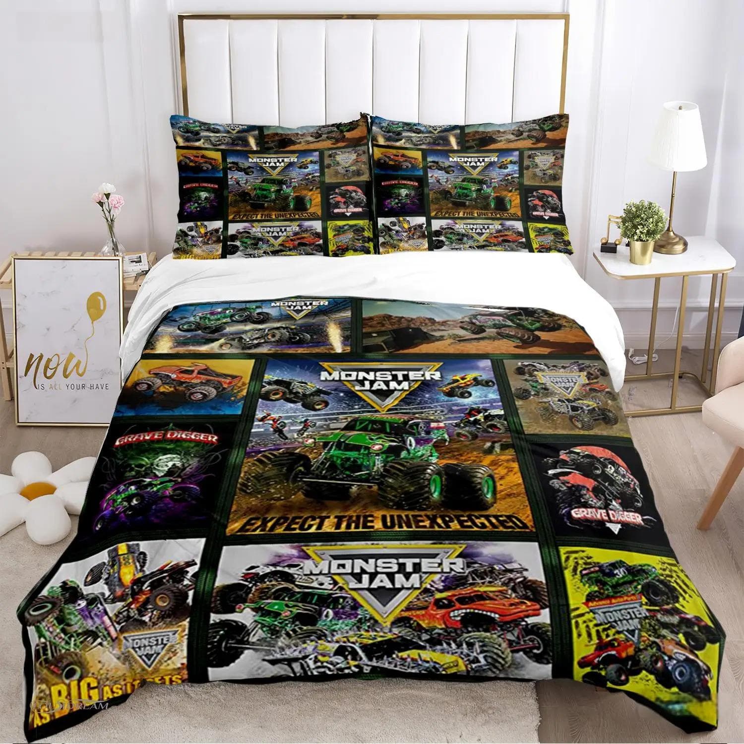 Cartoon Monster Truck All Season Duvet Cover Comforter Bedding sets Soft Quilt Cover and Pillowcases SingleDoubleQueenKing EU Single 135x200cm