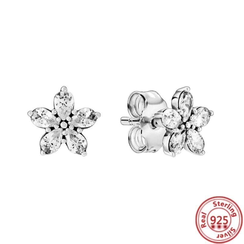 S925 Sterling Silver Earring Heart Arrow Flowers Snowflake Asymmetric Star Pavé Sparkling Stud Earrings Women Fashion DIY Jewelry