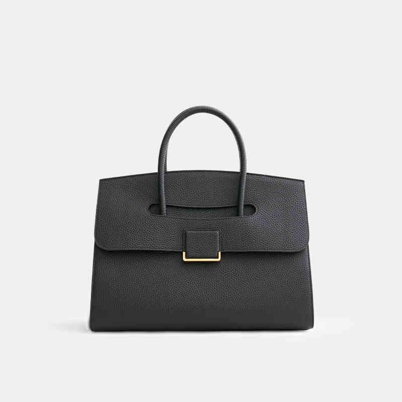 Leather Briefcase, Tote Bag, Large-capacity Handbag, Ladies' Bag, Niche Design, Business Commuting Leather Large Bag black