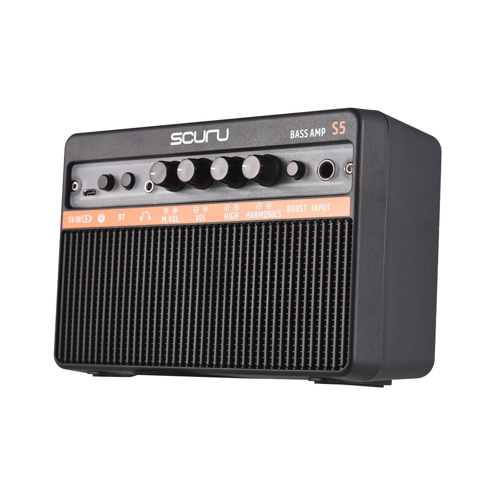 Scuru 20W Small Electric Bass Amp Portable Bass Guitar Practice Speaker for Daily Practice Street black