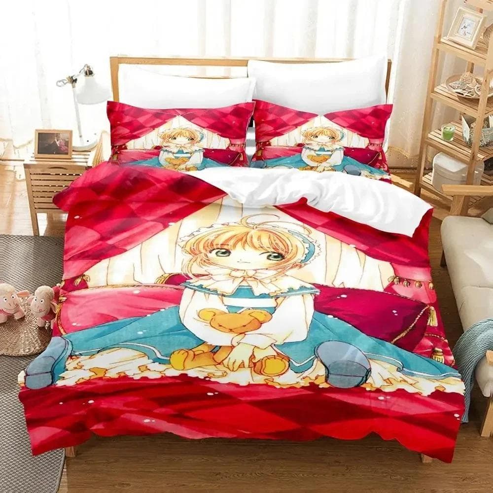 3D Print Anime Cardcaptor Sakura Bedding Set Duvet Cover Bed Set Quilt Cover Pillowcase Comforter king Queen Size Boys Adult 70x133cm 2pcs