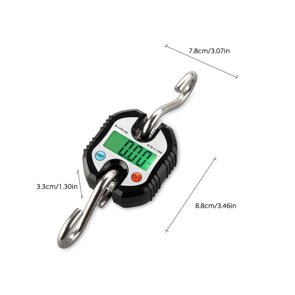 WH-C100 Heavy Duty Electronic Digital Stainless Steel Hook Scale Hanging Crane Scale LCD Loop black