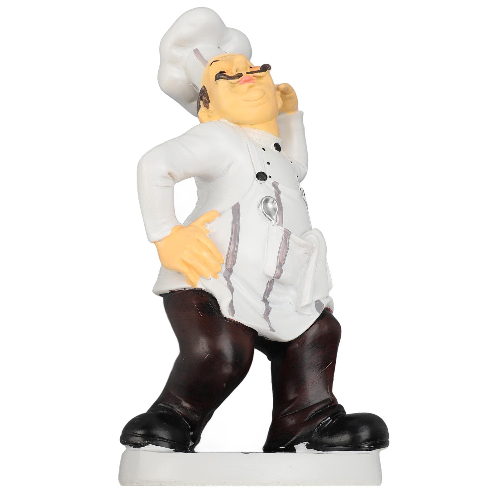 French Chef Figurine 30x14x11cm Resin Funny Chef Sculpture Kitchen Restaurant Decor
