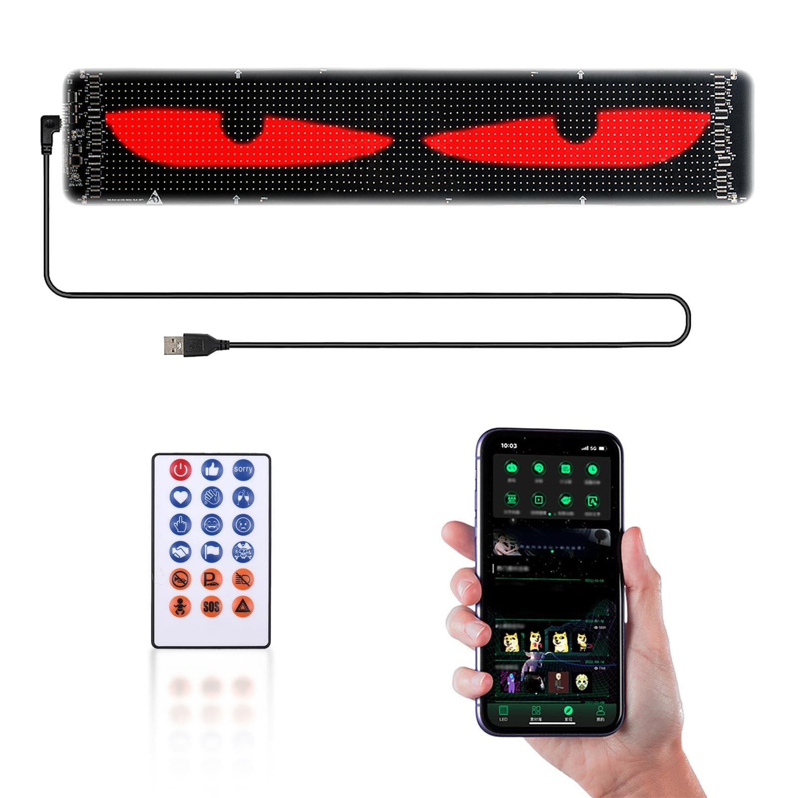 DIY Eyes Light for Windshield with Remote and APP Control BT Connect Programmable Colorful Led Eyes
