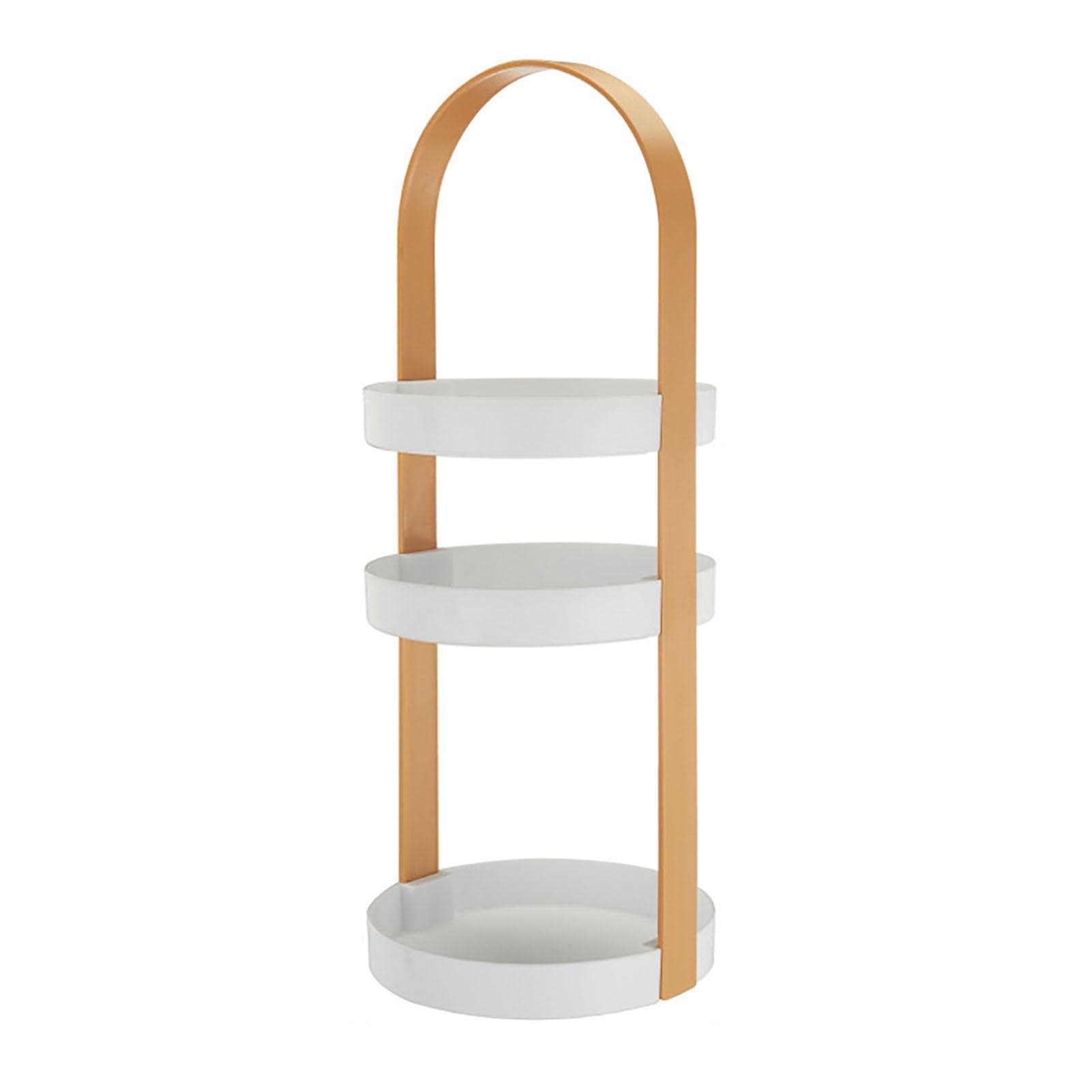 3 Layers Round Storage Rack Integral Handle 3 Layer Storage Round Stand for Bathroom Grey apricot