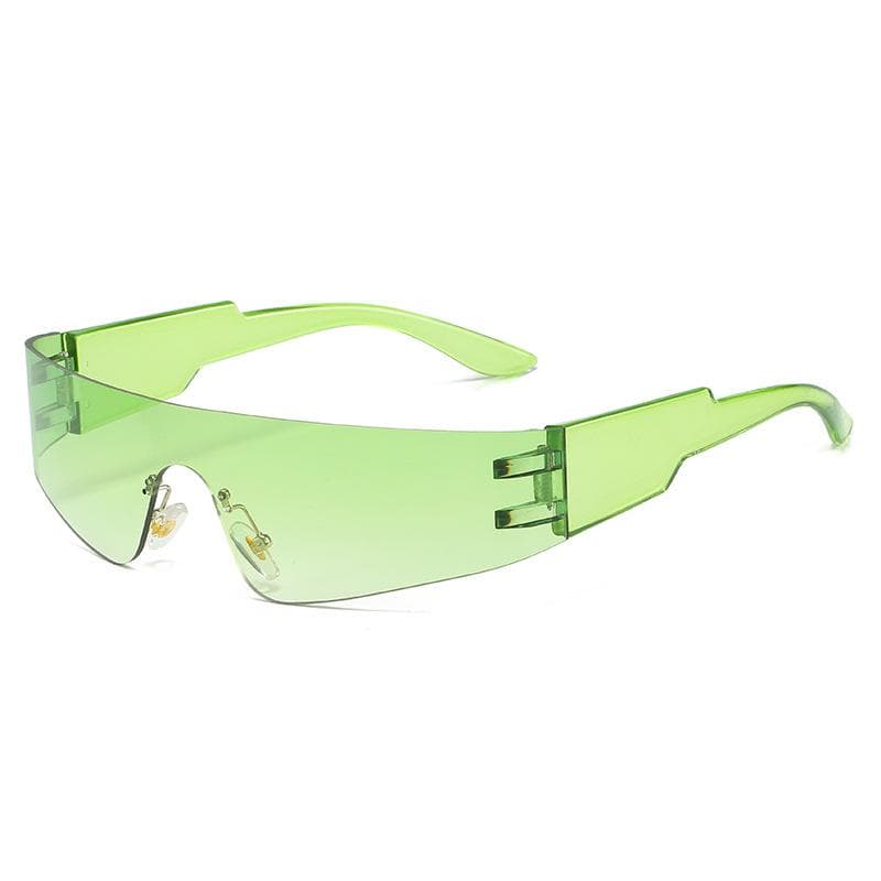 Steampunk Rimless Sunglasses Women Men One-Piece Sports Goggles Fashion Y2k Mirror Colorful Eyewear As shown