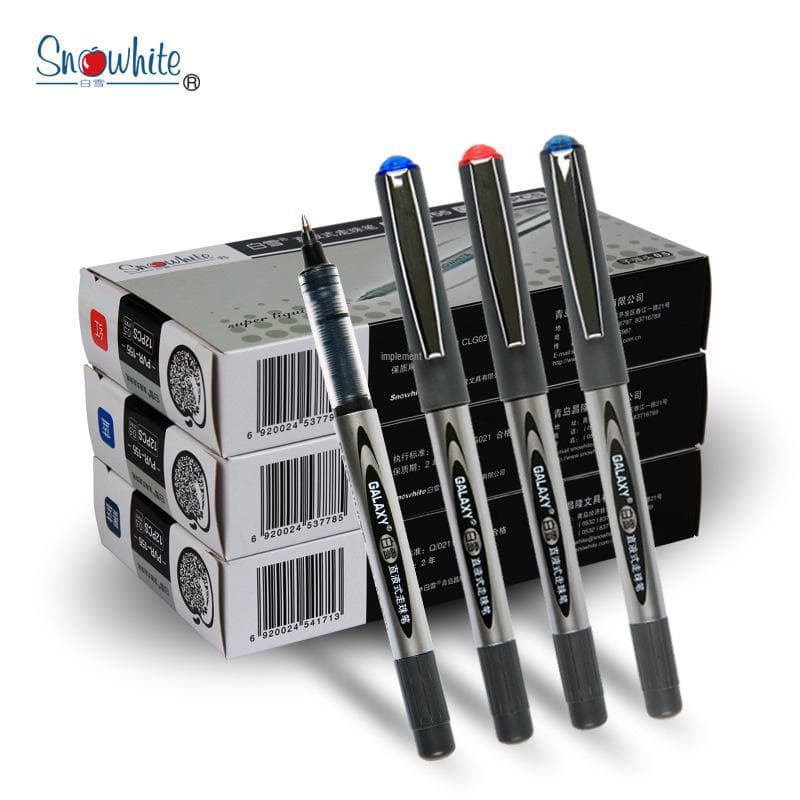 Snow White Quick-Dry 0.38mm Liquid Ballpoint Pen, Refillable, Large-Capacity for Office & Study Bullet 155, 0.5mm black