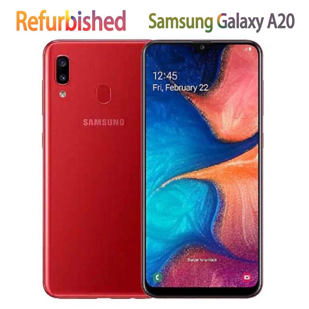 Refurbished Samsung Galaxy A20 A205U Single SIM / A205F Dual SIM 3GB RAM 32G ROM Mobile Phone With Single SIM/Dual SIM A205U Simple Set black