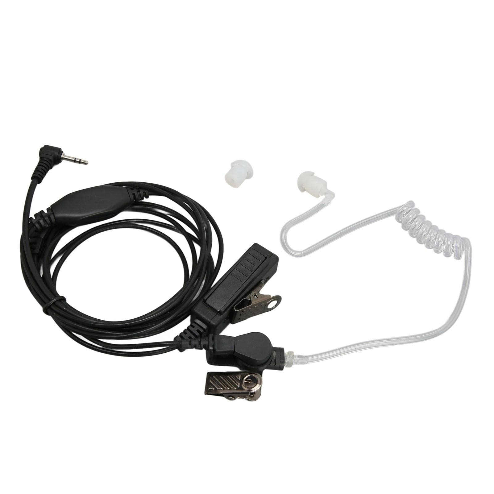 2.5mm Acoustic Tube Earpiece Single Pin PTT Button Walkie Talkie Headset with Steel Clip for black
