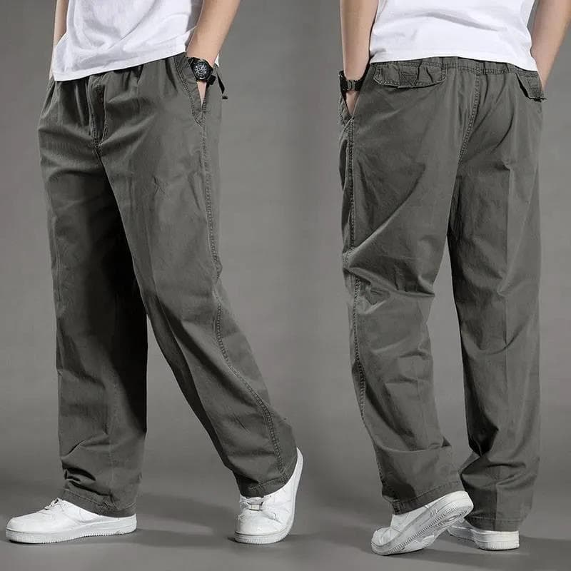 Summer Plus Size Men's Wide-leg Pants Multi-pocket Overalls Straight Casual Pants Outdoor Loose Version Sports Pants M dark green