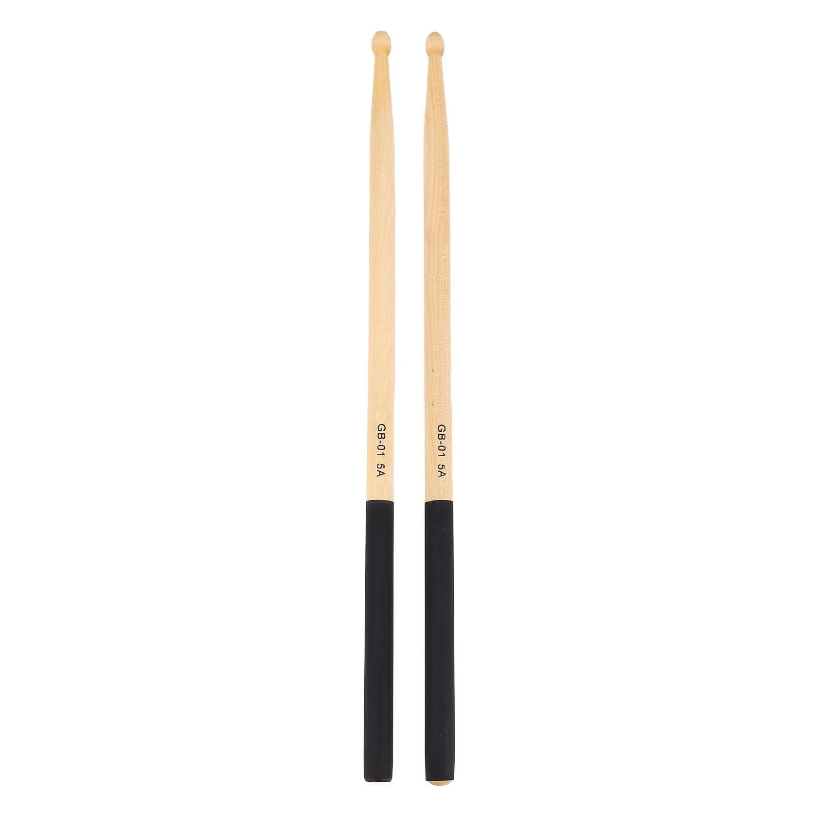 3 Pairs Drumsticks 5A Wooden for Drum with Black Non Slip Handles Kids Adults Musical Instrument