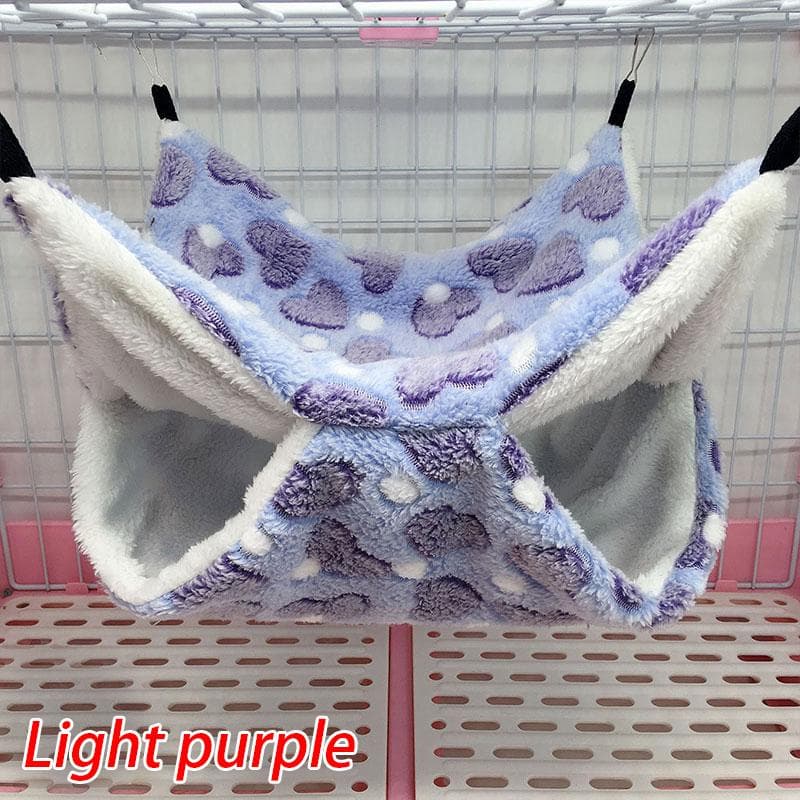 2 Size Ferret Rat Squirrel Hamster Hammock Nest Bed House Toys Hanging Cage Pet Cage Hammock Warm 34x34cm light purple