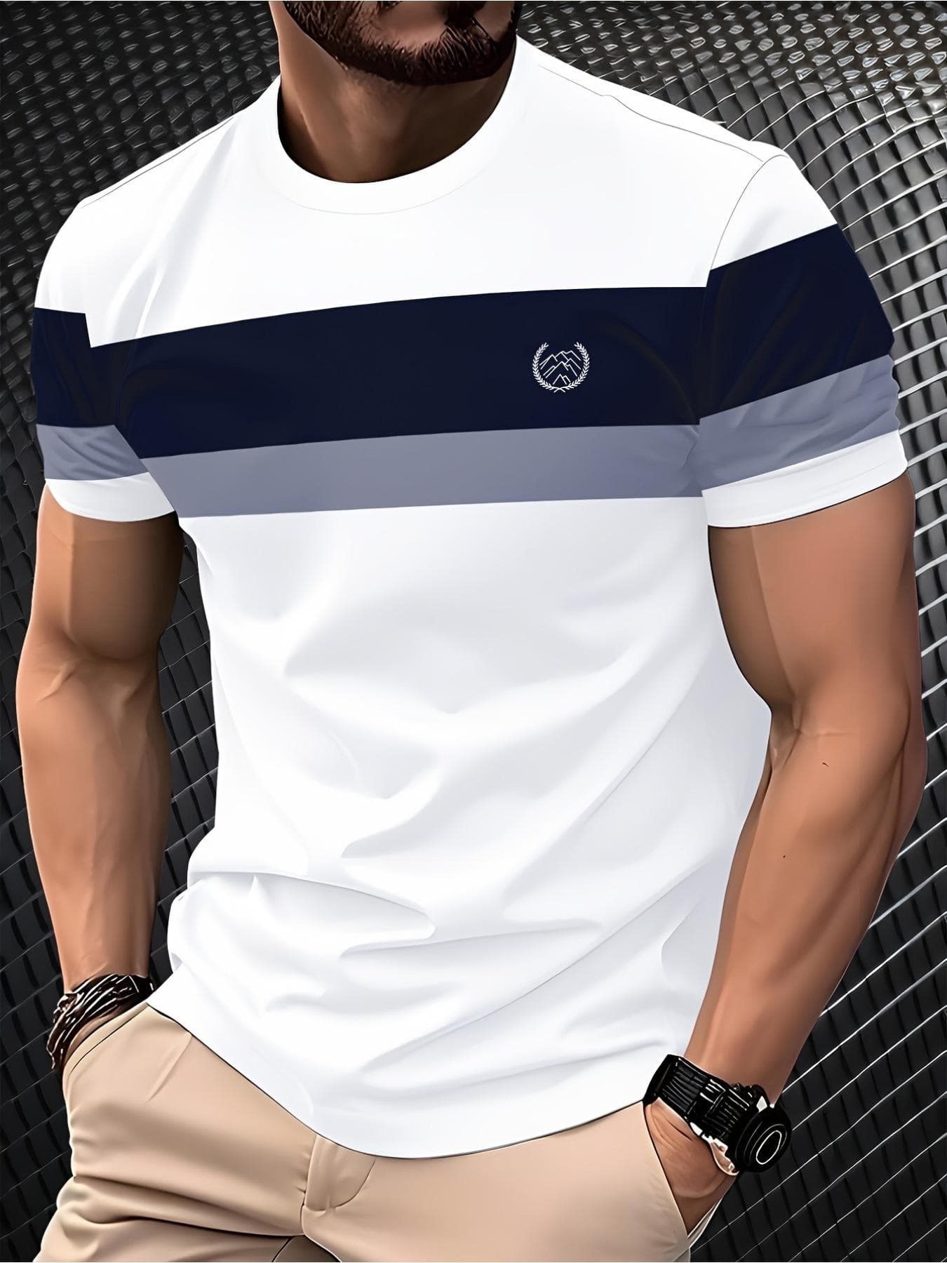 Summer New Men's T-shirt Is a Light Breathable Casual and Fashionable Outdoor Men's T-shirt with Striped Prints 6XL