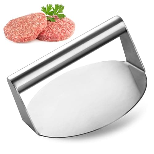 Stainless Steel Meat Press, Hamburger Press, Patty Making, Meat Press, Smash Burger Press, Round, Easy to Clean, Kitchen Utensil (Stainless Steel Hand