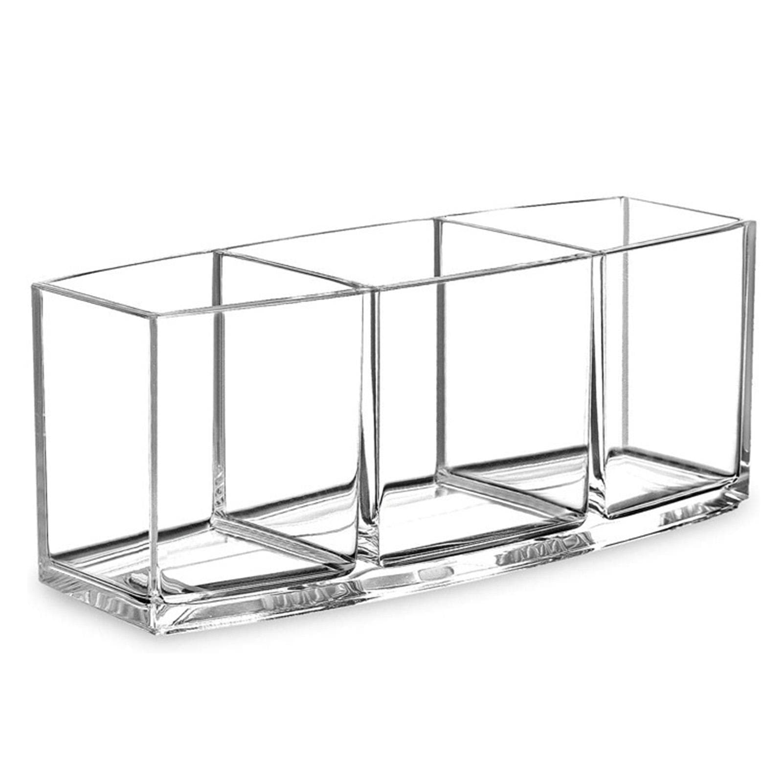 Clear Makeup Brush Holder Fashionable Simple 3 Grid Eyebrow Pen Container for Office Desk