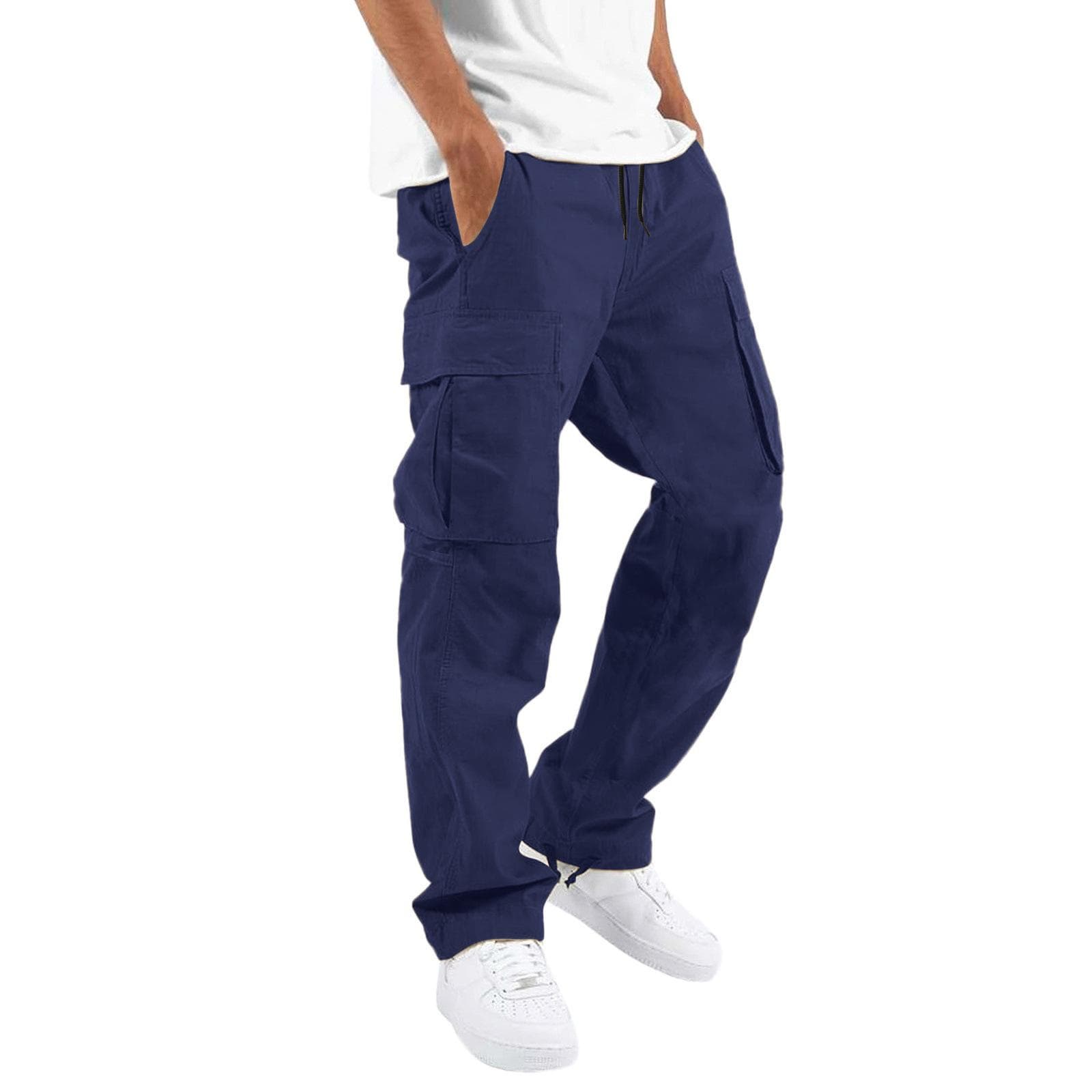 Spring and Autumn New Men's Working Leisure Pants Drawstring Pocket Pants 5XL