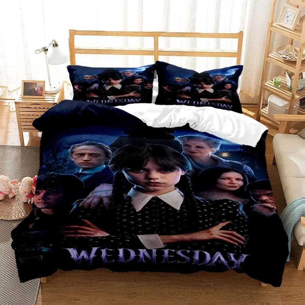 Wednes day Addams American Dramas 3D printed bedding Queen bedding set Soft and comfortable customized King size bedding set 140x200cm 3pcs