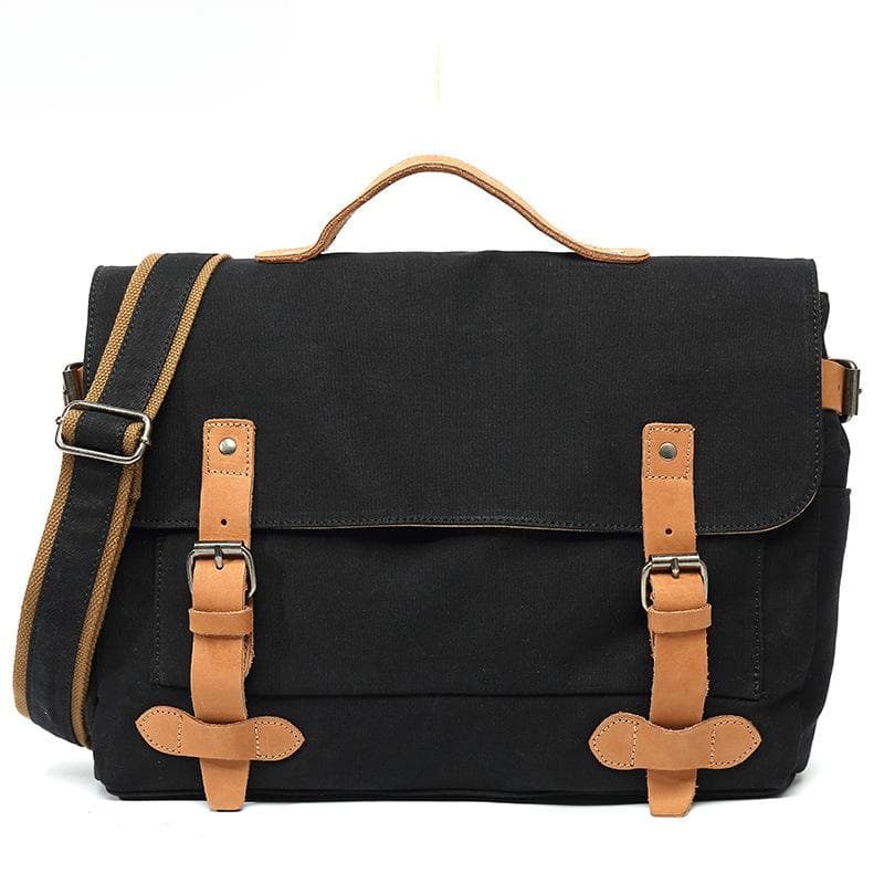 Canvas Bag Men's Crossbody Bag Korean Multi-function Computer Messenger Bag Kit Cycling Backpack black