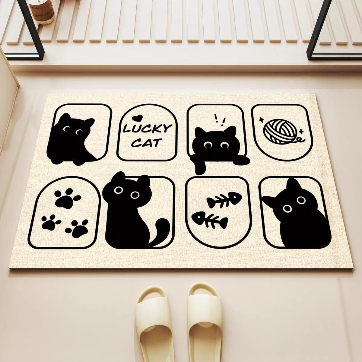 Cute Kitten Home Non-Slip And Dirty Mat Toilet Toilet Absorbent Door Mat 400mmx600mm