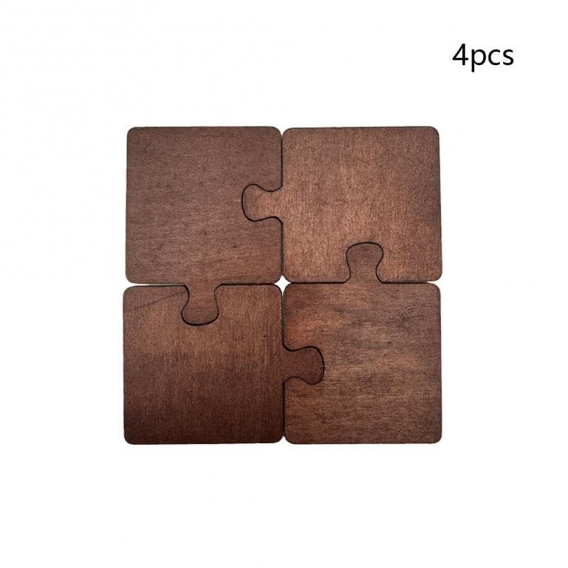 4pcs Puzzle Cup Mat Anti-Slip Heat-Resistant Wooden Tea Coffee Coaster Home Table Placemats Decorations Bar Tools Home Gift