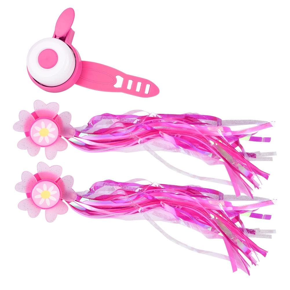 Children Kids Bicycle Bike Scooter Handlebar Grips Ring Bell and Sunflower Tassels Streamer