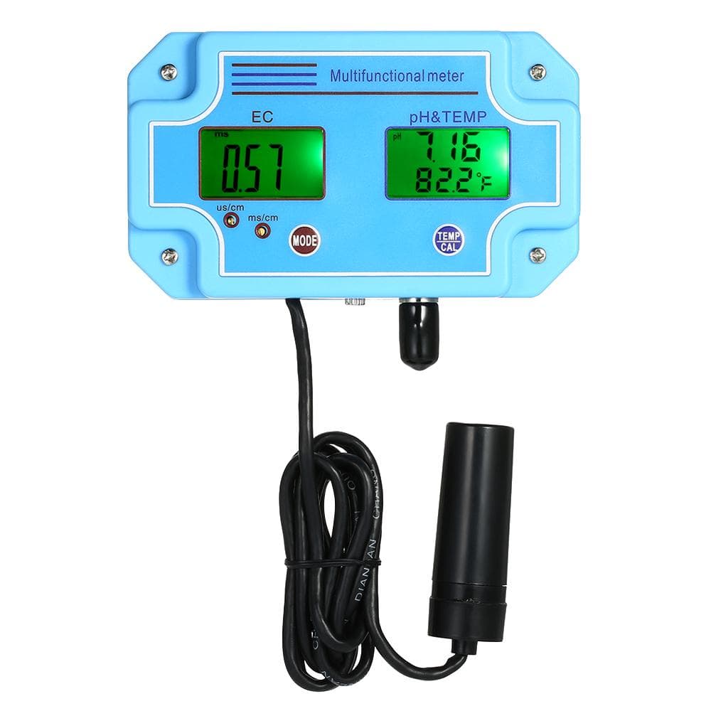 Professional 3 in 1 pH/EC/TEMP Meter Water Detector Multi-parameter Digital LCD Tri-Meter US Plug blue