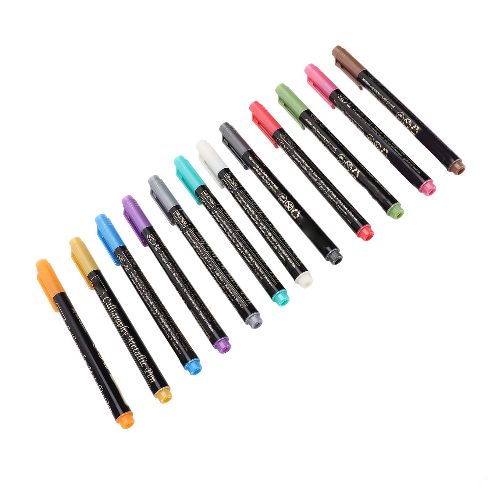 Metallic Markers 12 Colors Marker Pens Set Soft Tip for Scrapbook Doodle Arts Crafts
