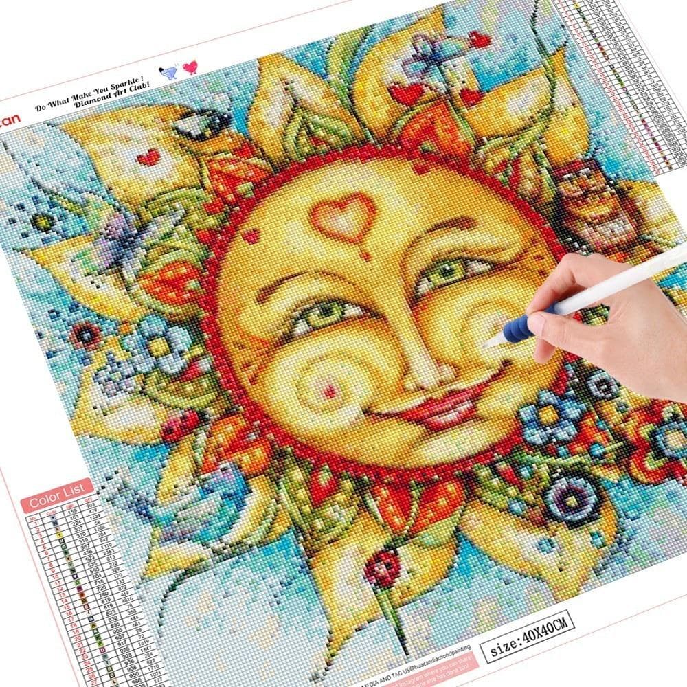 Diamond Painting Round Stones Cartoon Diamond Embroidery Sale Sun Pictures 30x30