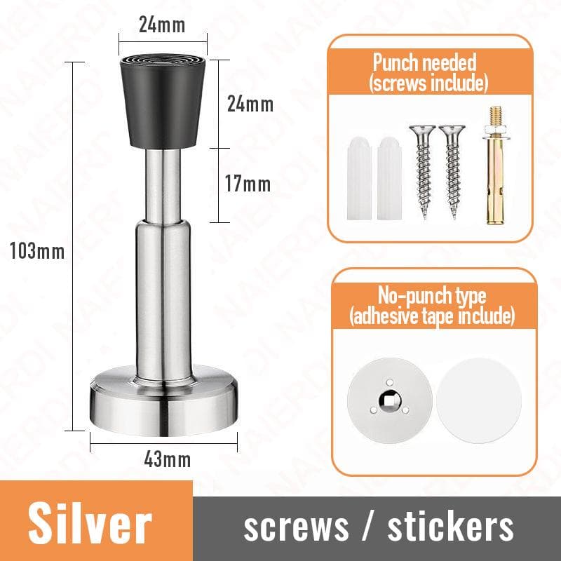 NAIERDI Hydraulic Buffer Door Stopper Stainless Steel Door Stop Wall Mount Mute Nail-free Door Holder Door Touch Door Hardware