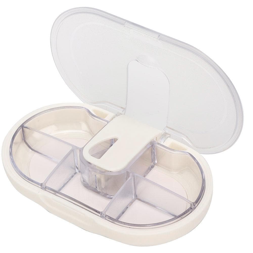 Pills Organizer Weekly Medicine Containers Tablet Storage Case Holder with Pills SplitterWhite white