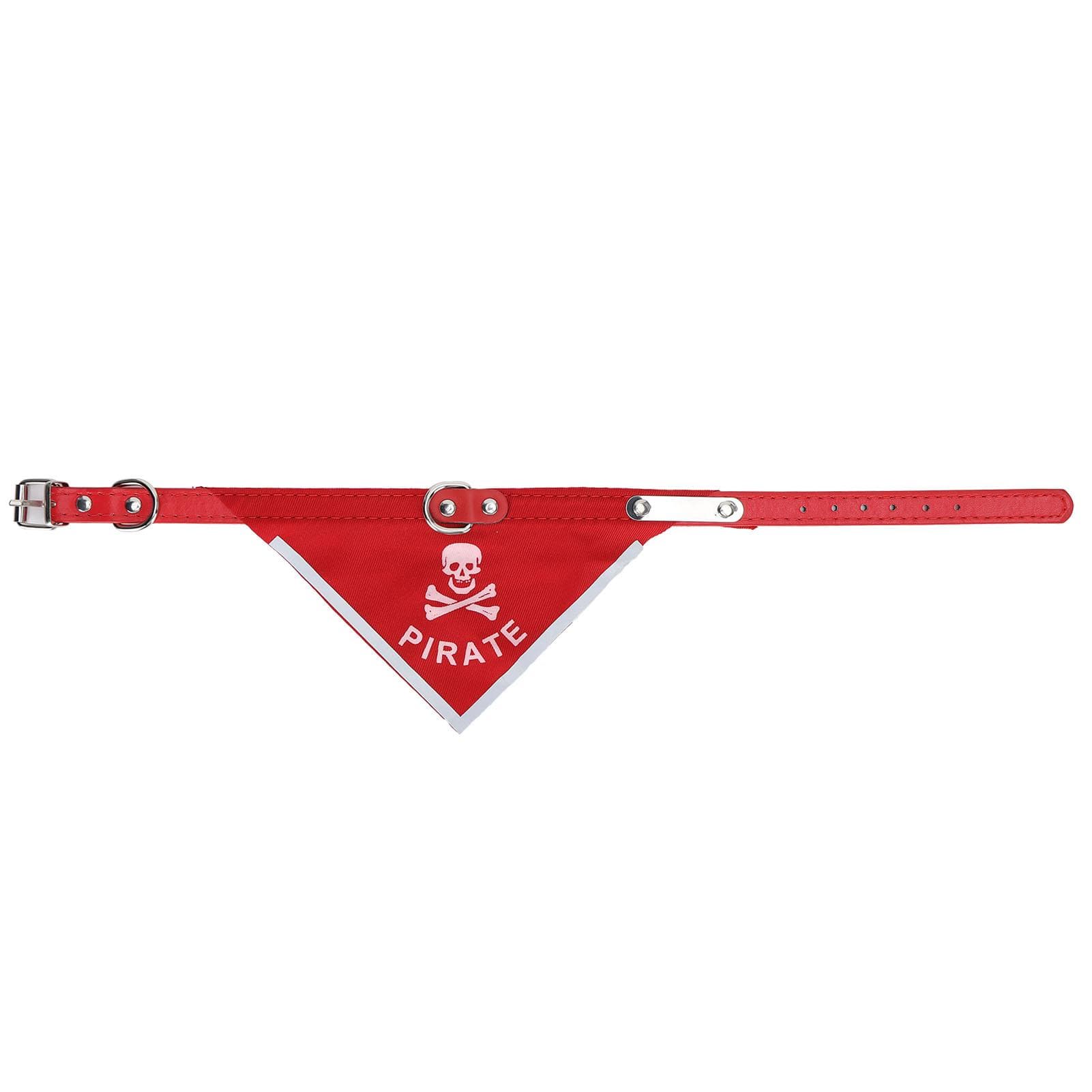 Fashion Pet Scarf Skull Head Pattern Dog Collar Adjustable PU Neck Scarf Pet ClothingRed S red