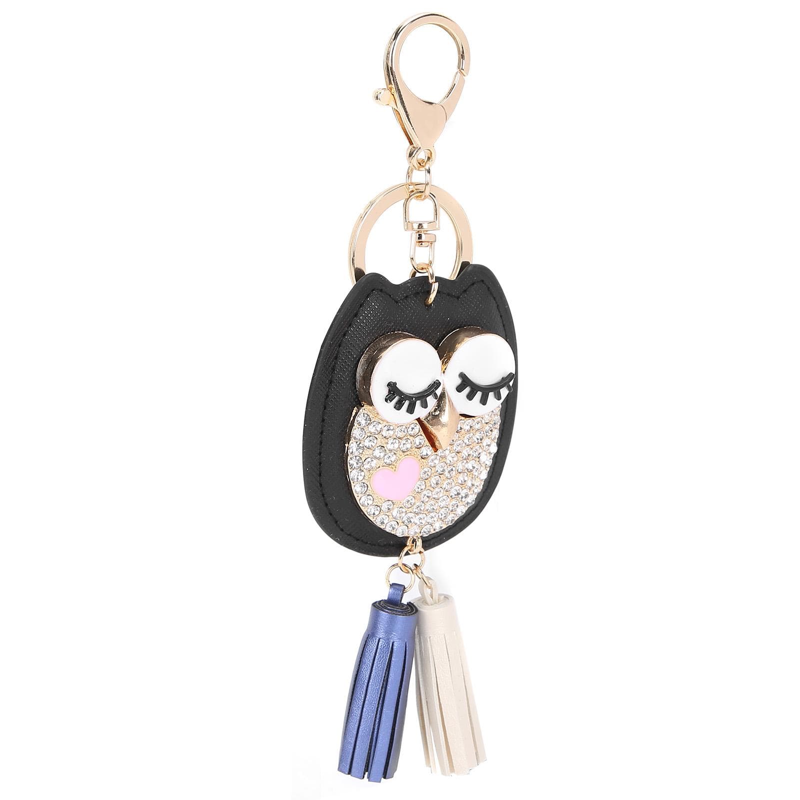 Keychain with Alloy Night Owl Shape Car Keyring with Cute Animal Pendant for Bags