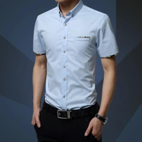 Short -Sleeved Shirts Men 'S Summer Short -Sleeved Men 'S Shirts XXXXL lavender blue