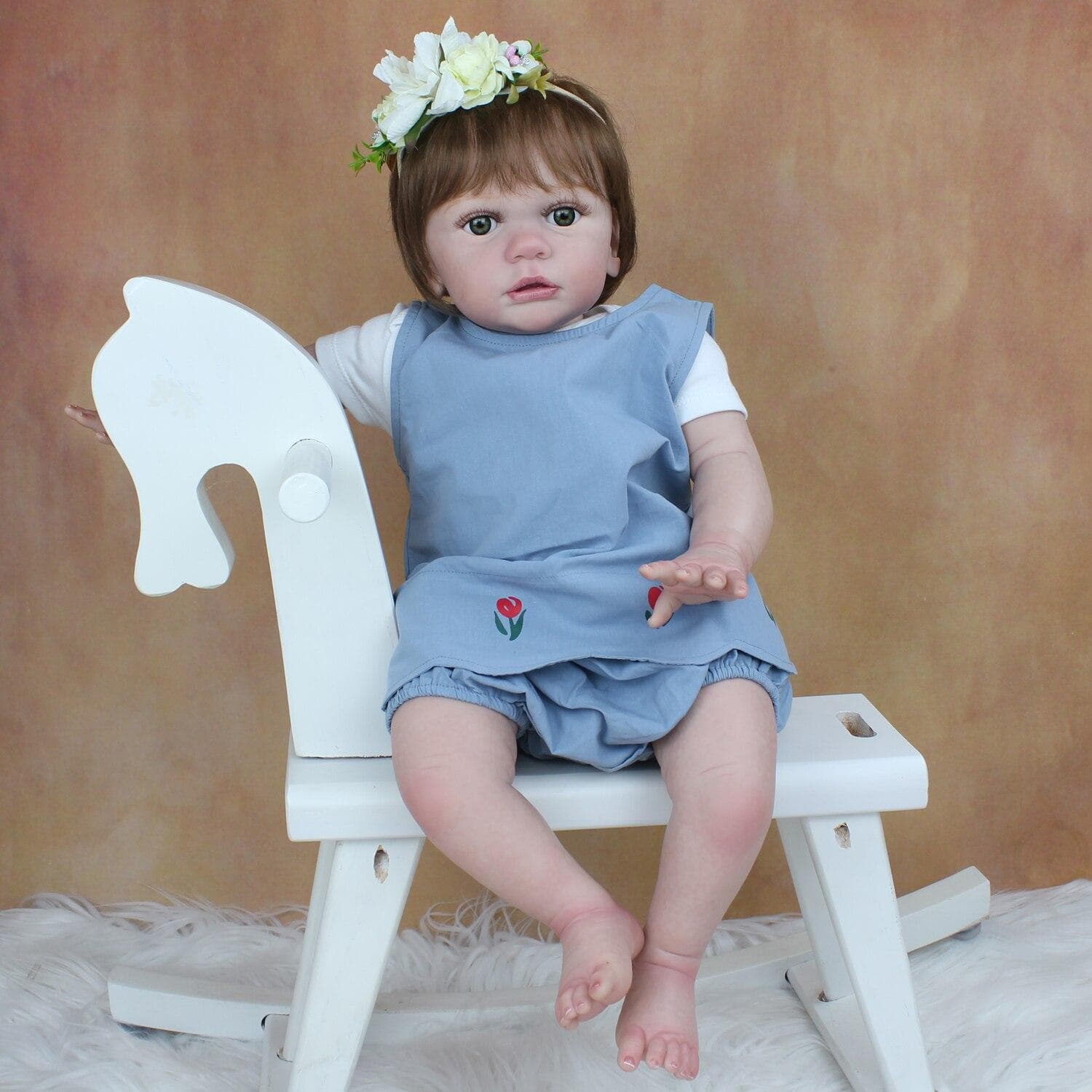 BZDOLL 60 CM 3D-Paint Skin Silicone Reborn Girl Baby Doll Cloth Body Toy Realistic Like Real Princess Toddler Alive Bebe Dress Up 60cm 3D-paint Skin Doll