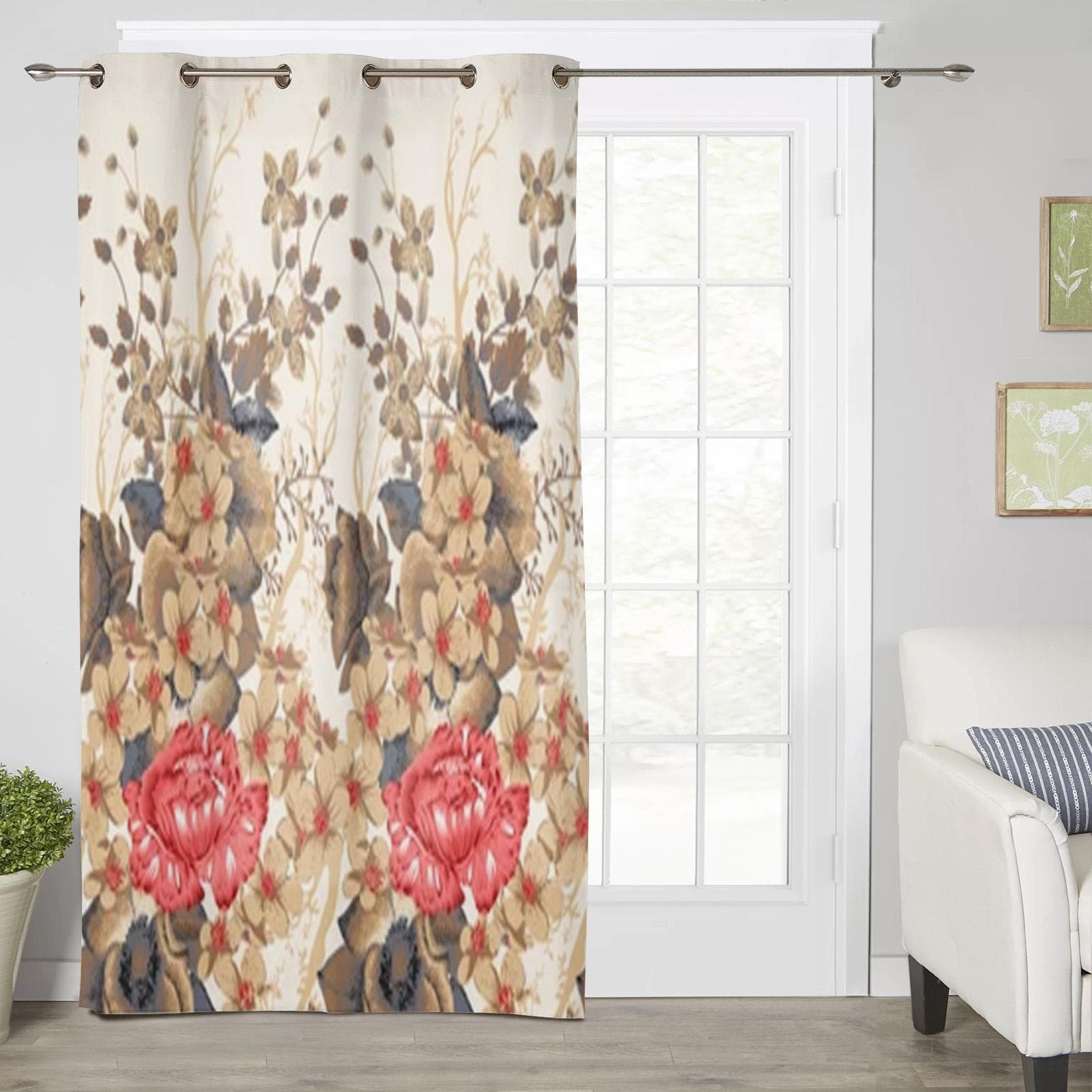 Boho Abstract Floral Geometric Window Curtains for Living Room Luxury Bedroom Curtain Kitchen Blinds Drapes Curtains 135W x 60H(cm) x1