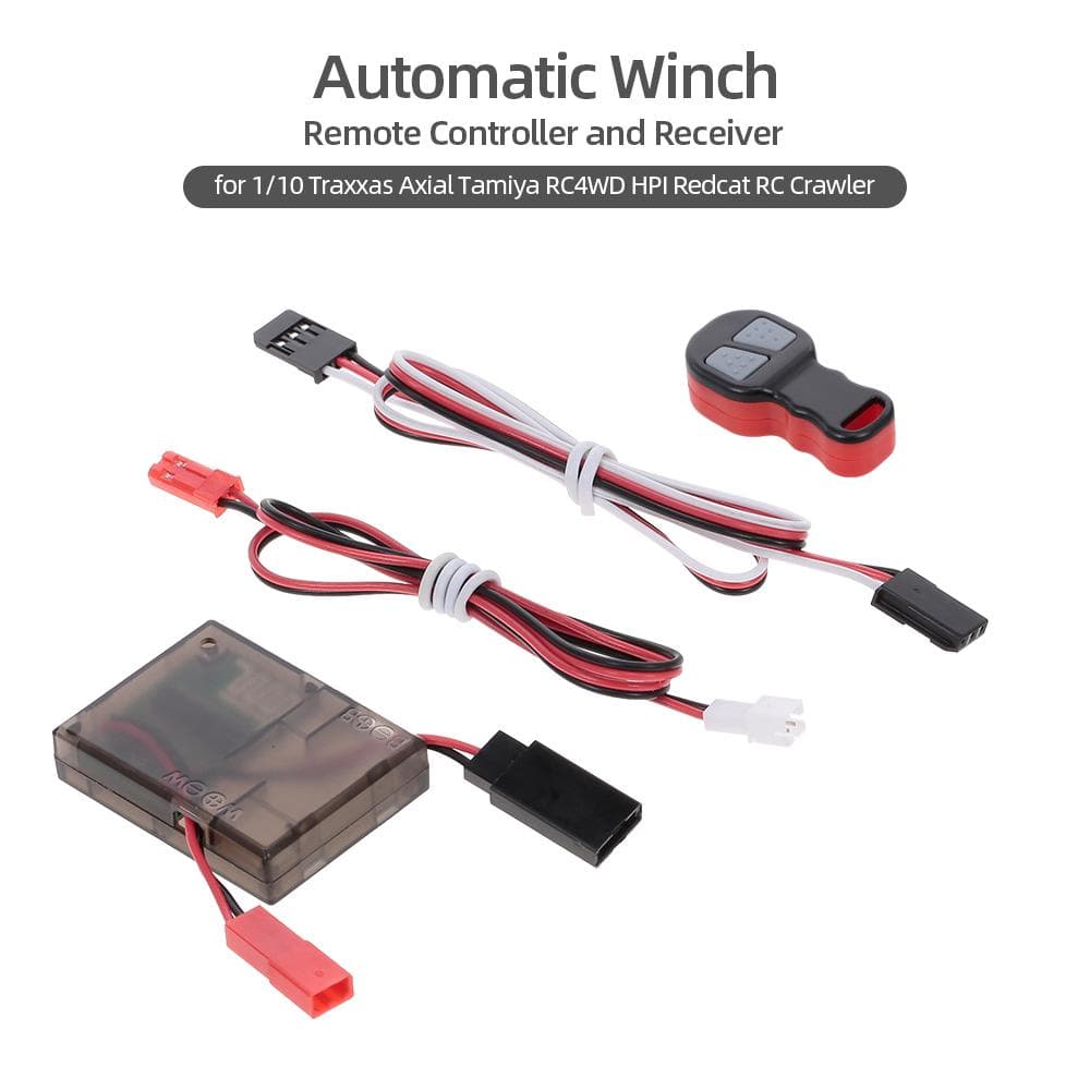 Wireless Winch Remote Controller with Receiver for 1/10 Traxxas Axial Tamiya RC4WD HPI Redcat RC Black & Red