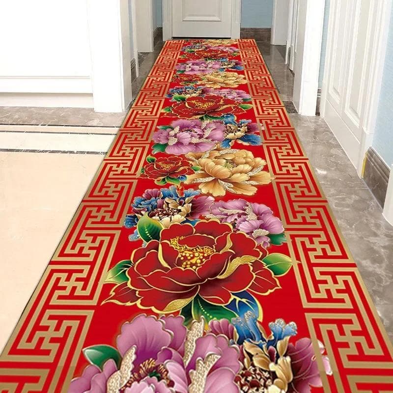 Luxury Corridor Long Carpets For Runner Hallway Blue Gold Jacquard Rug Living Room Hotel Stairway Mat Nonslip Home Kitchen Rug 80x300cm 31.4x118in