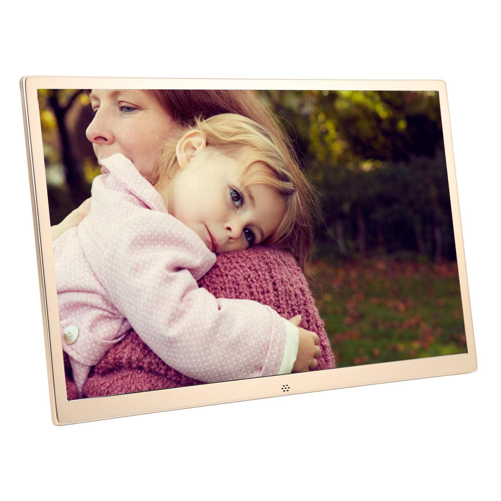17in Golden Ultra Thin Digital Photo Frame 1440x900 HD Display Electronic Photo Frame with Remote EU Plug